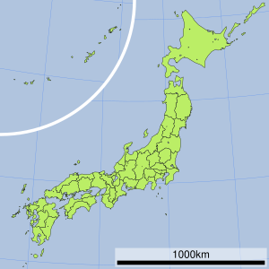 鷲羽岳の位置（日本内）