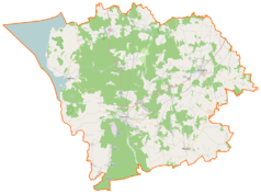 Mapa konturowa powiatu goleniowskiego, w centrum znajduje się punkt z opisem „SZZ”