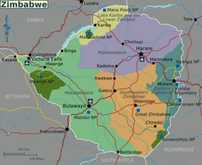 Map of Zimbabwe