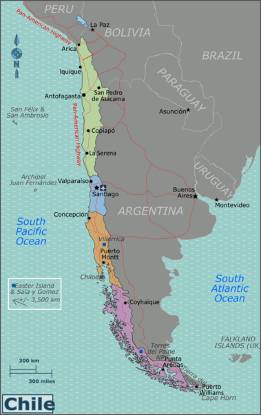 Mapa regionů Chile