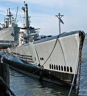 USS Pampanito, with SS Jeremiah O'Brien moored astern