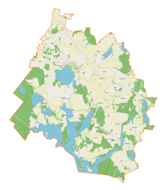 Mapa konturowa gminy Zalewo, blisko centrum u góry znajduje się punkt z opisem „Zalewo”