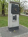 The Warsaw Ghetto boundary marker near the intersection of Andersa and Świętojerska Streets.