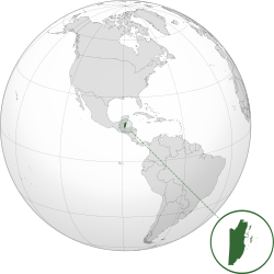 Location of  Belize  (dark green) in the Americas