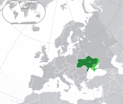  युक्रेन के स्थान  (हरियर) in Europe  (गाढा ग्रे)  –  [नक्सा]