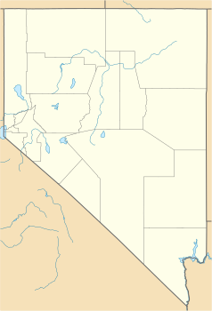 Mapa konturowa Nevady, na dole nieco na prawo znajduje się punkt z opisem „Pahrump”