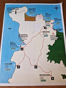 Map of the hiking trails of Penang National Park