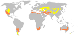 En amarillo estepas frías y en naranja estepas cálidas.