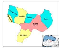 Mapa dos distritos da província de Amásia