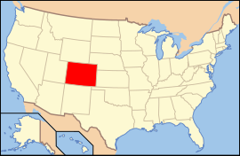 Map of the United States with کلراډو highlighted