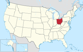 Map of the United States with Ohio highlighted