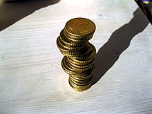 stack of coins (50 Euro cents)