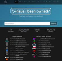 Haveibeenpwned אתר פופולרי לבדיקת מידע אודות פרצות נתונים.