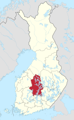 Central Finland on a map of Finland