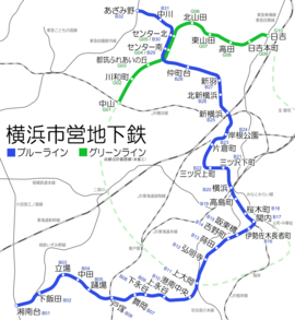 横浜市営地下鉄の路線図