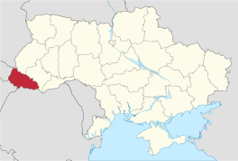 Die ligging van Transkarpatië-oblast in Oekraïne