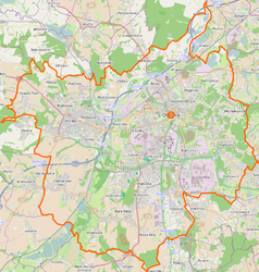 Mapa konturowa Ostrawy, w centrum znajduje się punkt z opisem „Ostrava-Svinov”