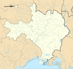 Mapa konturowa Gard, po prawej nieco na dole znajduje się punkt z opisem „FNI”