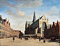 Der große Markt in Haarlem mit St.-Bavo-Kirche; Gemälde von Gerrit Adrianszoon Berckheyde (1698)