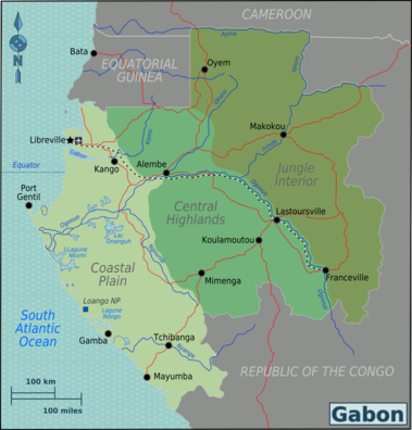 Mapa regionů Gabonu