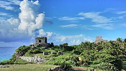 Temple of the God of Wind (left) and Castillo (right)