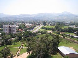 View of Bujumbura, Burundi, looking east from the cathedral spire