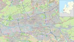 Mapa konturowa Rotterdamu, w centrum znajduje się punkt z opisem „Rotterdam Blaak”