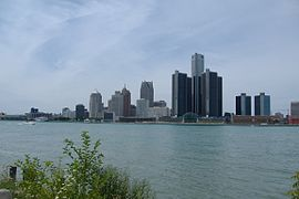 Nenlinell Detroit ar hyd Afon Detroit