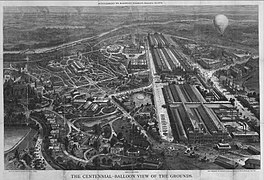 Map of Centennial buildings in Fairmount Park, 1876