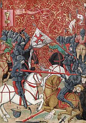 Painting of battle between mounted knights