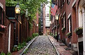 Brick rowhouses along Acorn Street