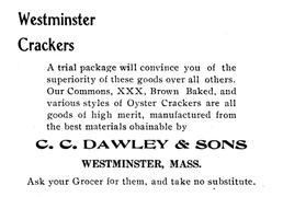 Westminster Crackers advertisement 1908.png