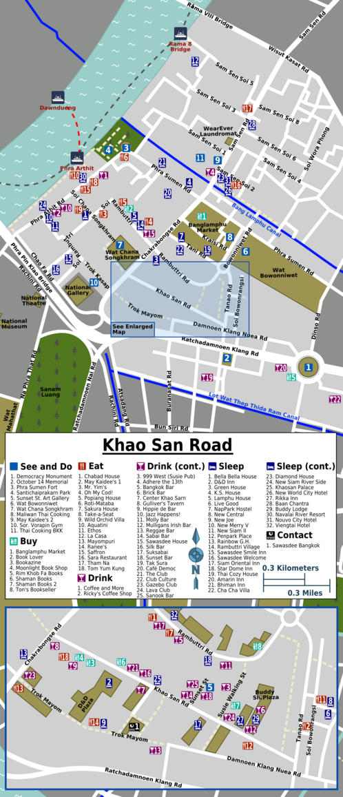 Map of Bangkok/Khao San Road