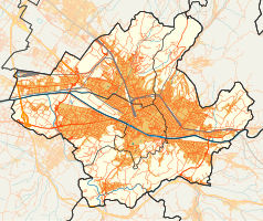 Mapa konturowa Florencji, blisko centrum na dole znajduje się punkt z opisem „Ponte Vecchio”