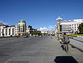 Main street in Lhasa seen from the place in fron of thre Potala palace.