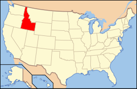 Map of the United States with Idaho highlighted