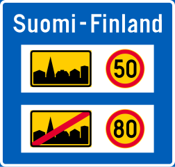 Default speed limits, as signed at the border