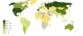 Wereldkaart die de verdeling van gebieden binnen het MAB-netwerk weergeeft.