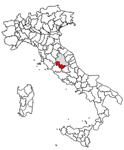 Karta över Italien med Provincia di Terni markerat