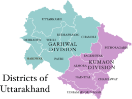 Divisione del Garhwal – Mappa