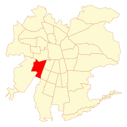 Map of the Cerrillos commune within Greater Santiago