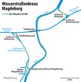 Lage der Schleuse im Wasserstraßenkreuz Magdeburg