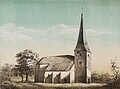 De kerk in 1855 voor de nieuwbouw