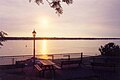 The sun rising over the Paraná River, from northeast of Rosario, Argentina