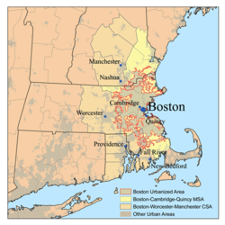 Area metropolitana di Boston - Localizzazione