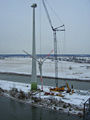 Assembling of a wind energy plant near Magdeburg, Germany