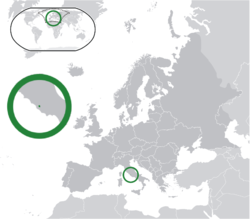 Ibùdó ilẹ̀  Ìlú Fatikan  (green) on the European continent  (dark grey)  —  [Legend]