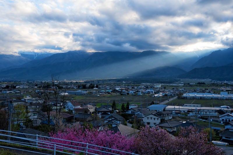 北アルプスに登る天使の階段の写真