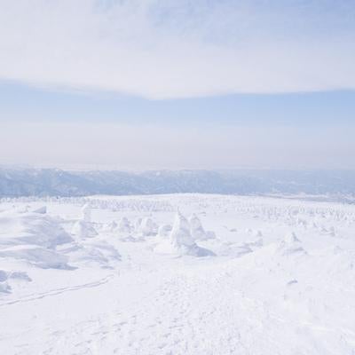 山形県の冬景色を一望できる蔵王からの眺めの写真