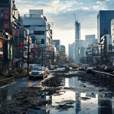 終末後の瓦礫の山を越えての写真